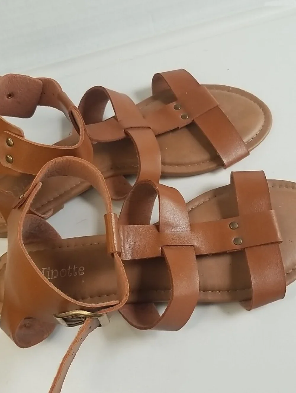 Women's Brown Strappy Ankle Buckle Sandals